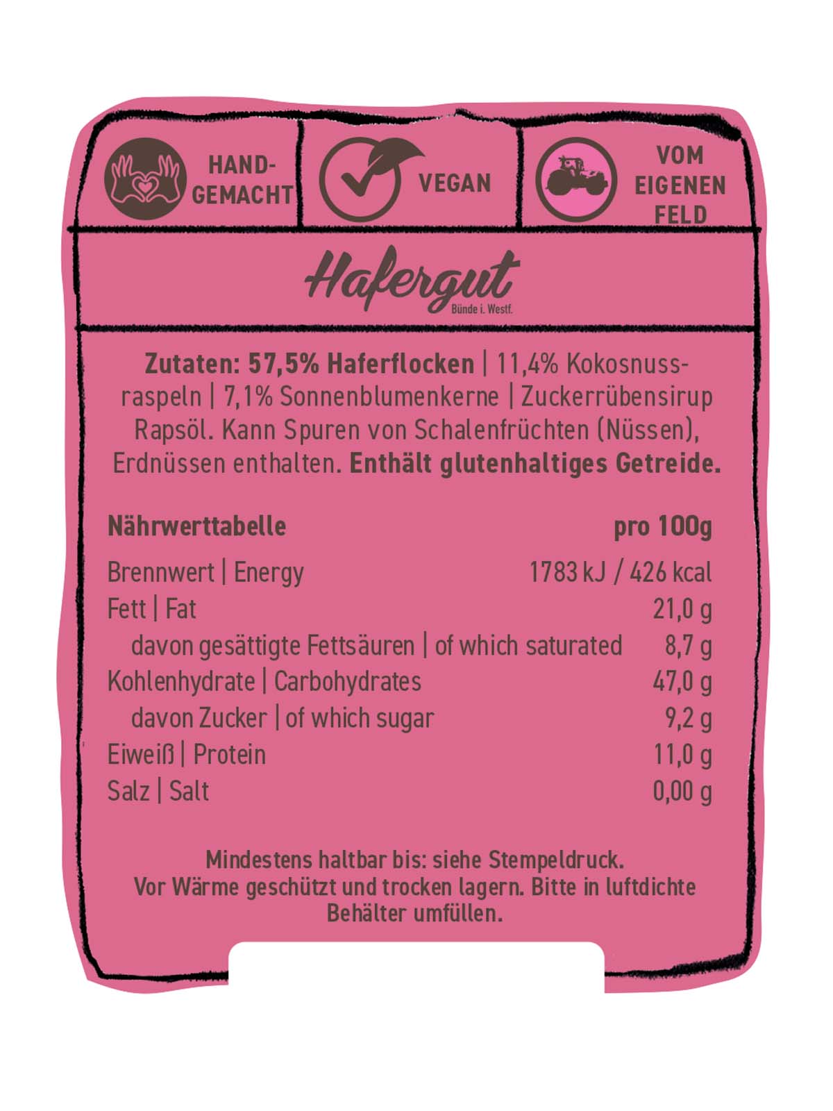 Granola Nährwertangaben