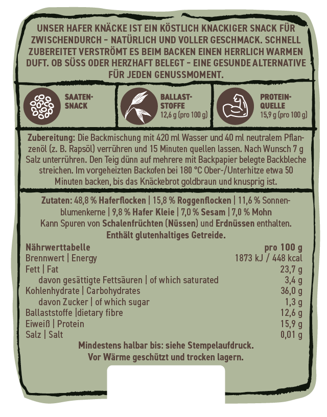 Hafer Knäckebrot - Backmischung